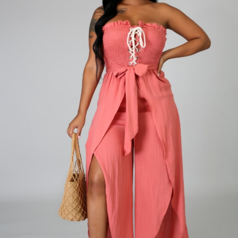 Coral Sleeveless Jumpsuit